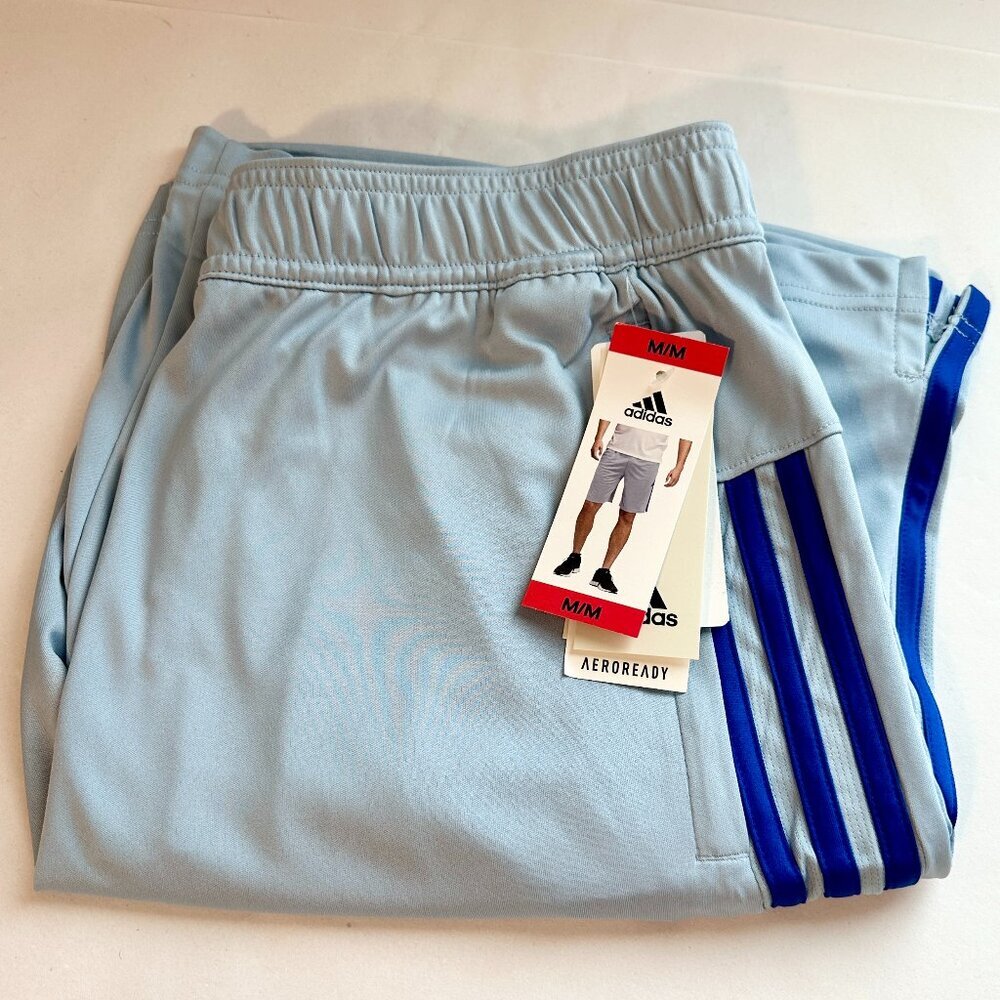 New Adidas Mens Active Shorts Size M Blue Iconic 3 Stripes Detail Athletic Retro